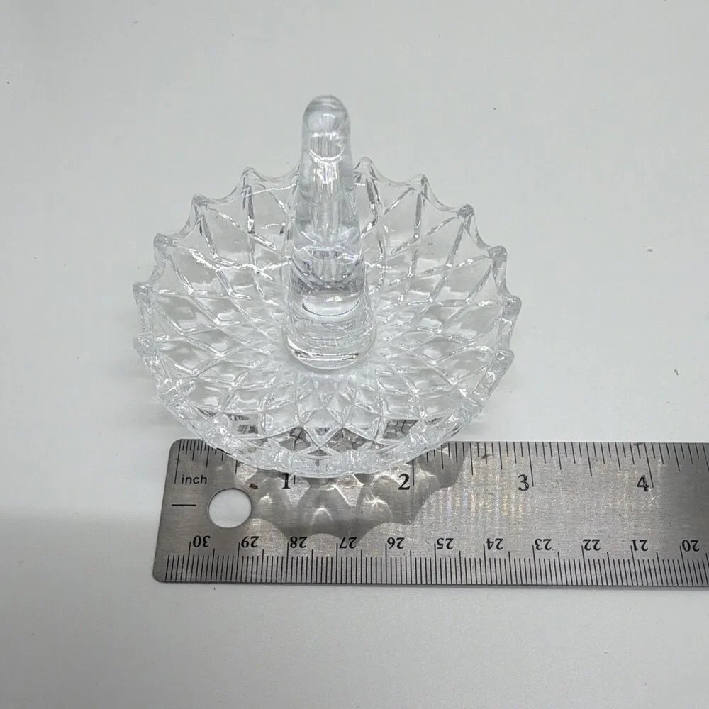 Clear Glass Ring Holder Jewelry Organizer Dish, Round 3 in
